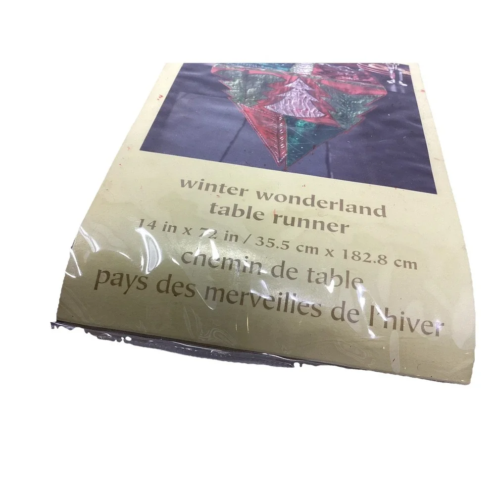 Pier 1 Winter Wonderland Christmas Table Runner Velvet Satin Embroidered Red NEW